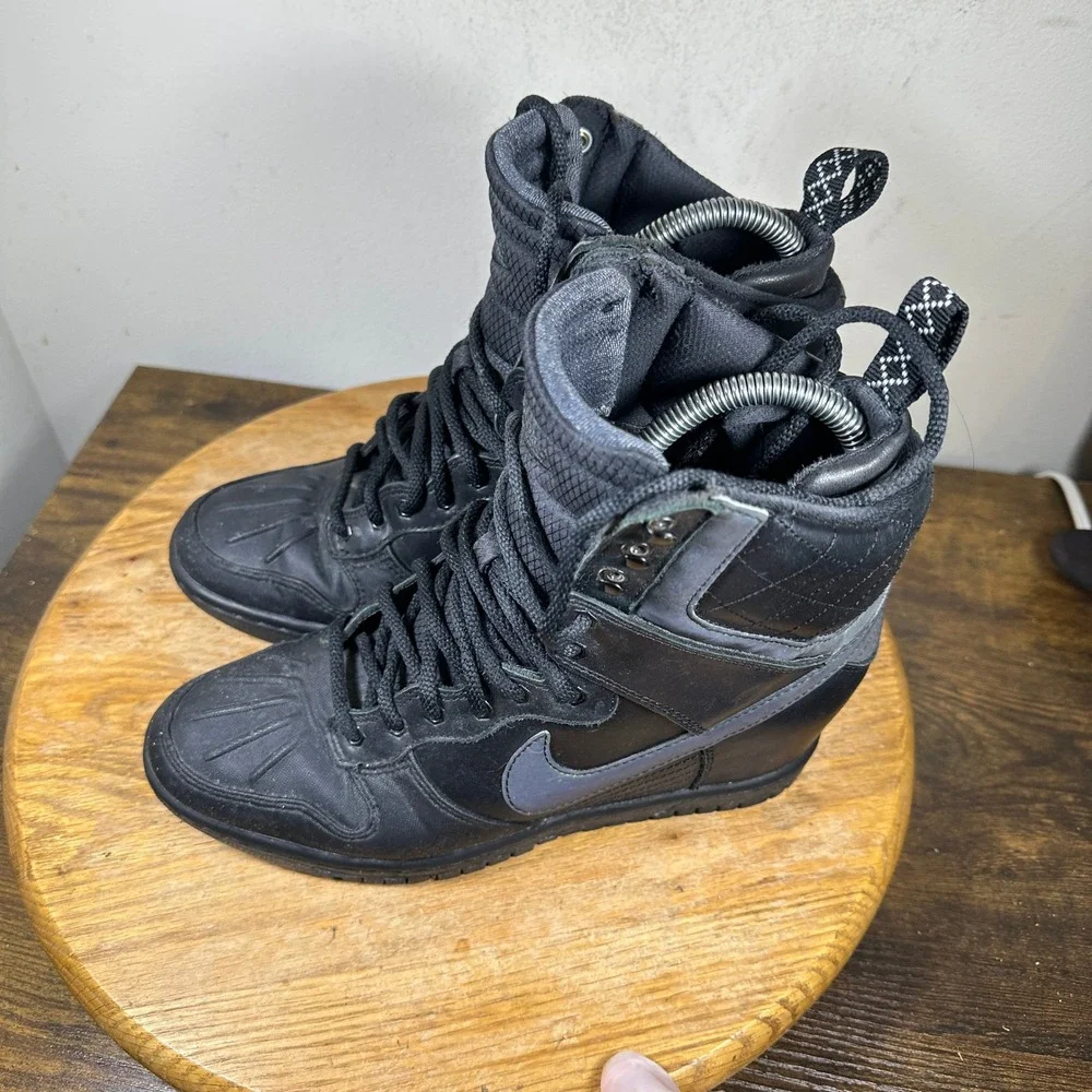 Nike Dunk High Skinny Sky Hi Sneakerboot Black Iridescent 807401-001 Womens 8